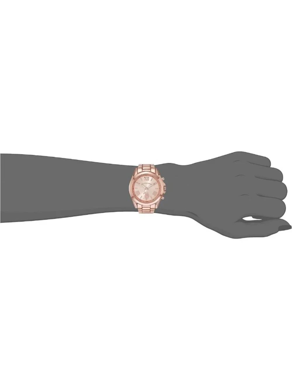 Stylish Rose Gold Chronograph Watch with Roman Numerals & Durable Metal Bracelet
